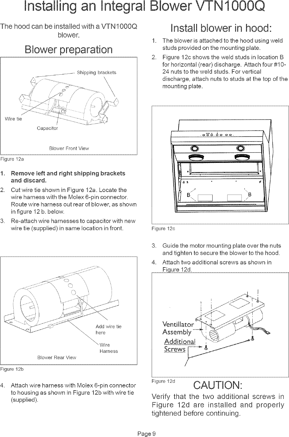 Page 9 of 12 - THERMADOR  Range Hood Manual L0512045