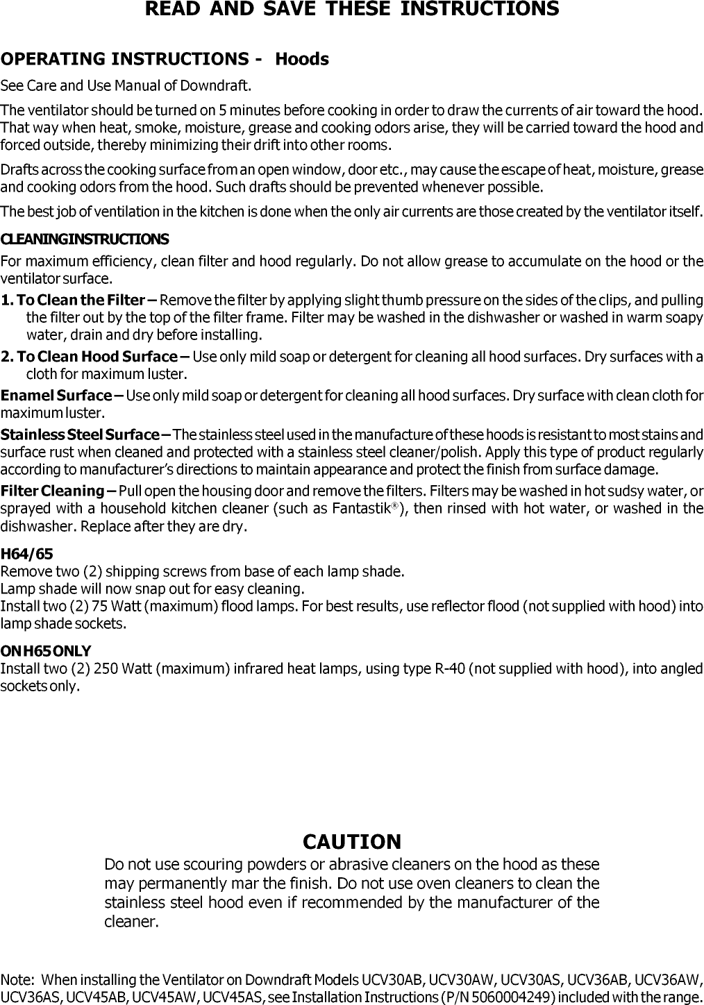 THERMADOR Range Hood Manual L0908364