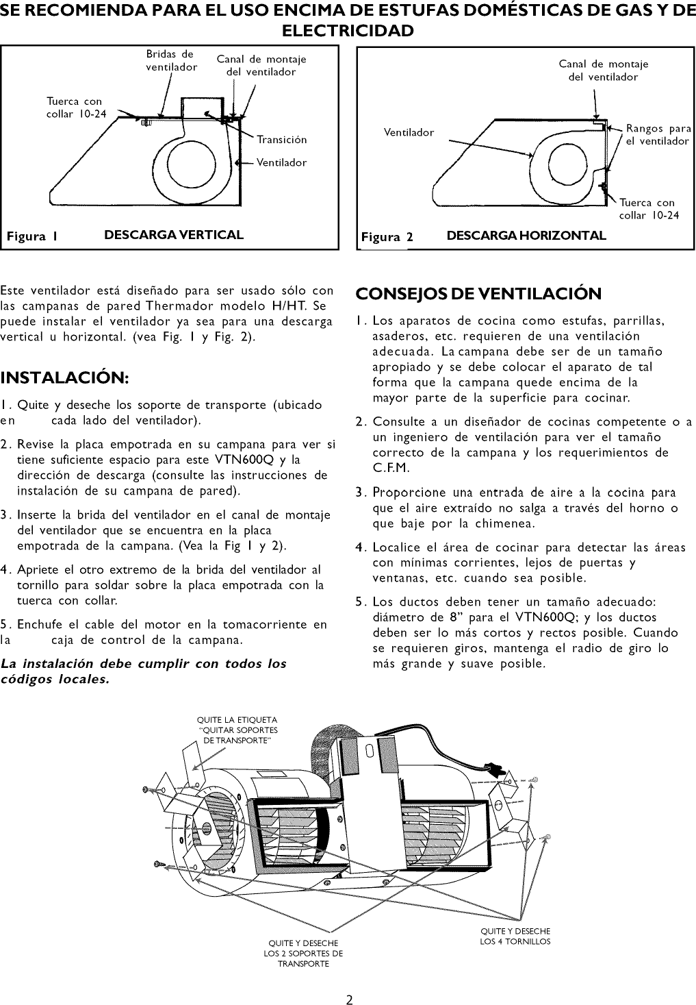 Page 10 of 12 - THERMADOR  Range Hood Manual L0908366