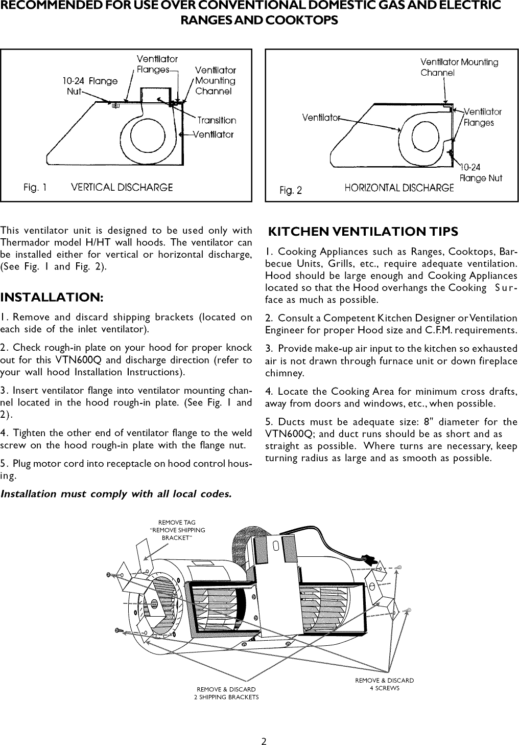 Page 2 of 12 - THERMADOR  Range Hood Manual L0908366