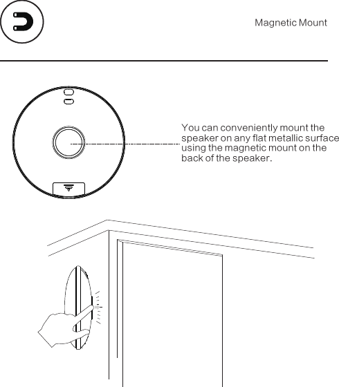 You can conveniently mount thespeaker on any flat metallic surfaceusing the magnetic mount on theback of the speaker.Magnetic Mount