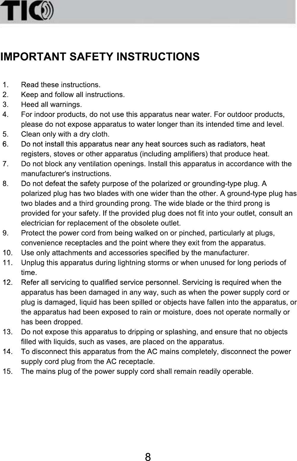 Page 9 of TIC Audio BPS5-W Outdoor Bluetooth Patio Speakers User Manual