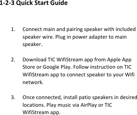 Page 3 of TIC Audio WPS5-W Outdoor Wifi Multi-Room Patio Speakers User Manual 