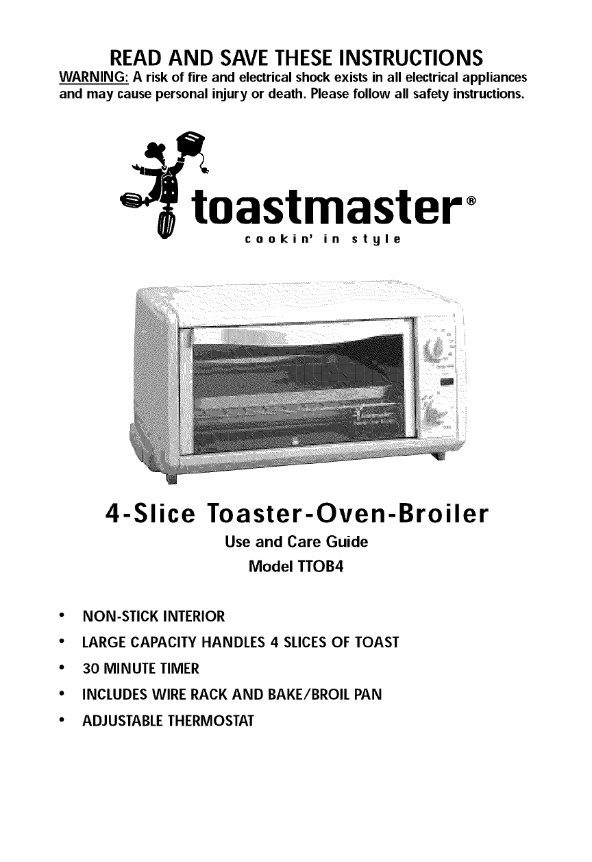 TOASTMASTER Toaster Oven Manual L0902383