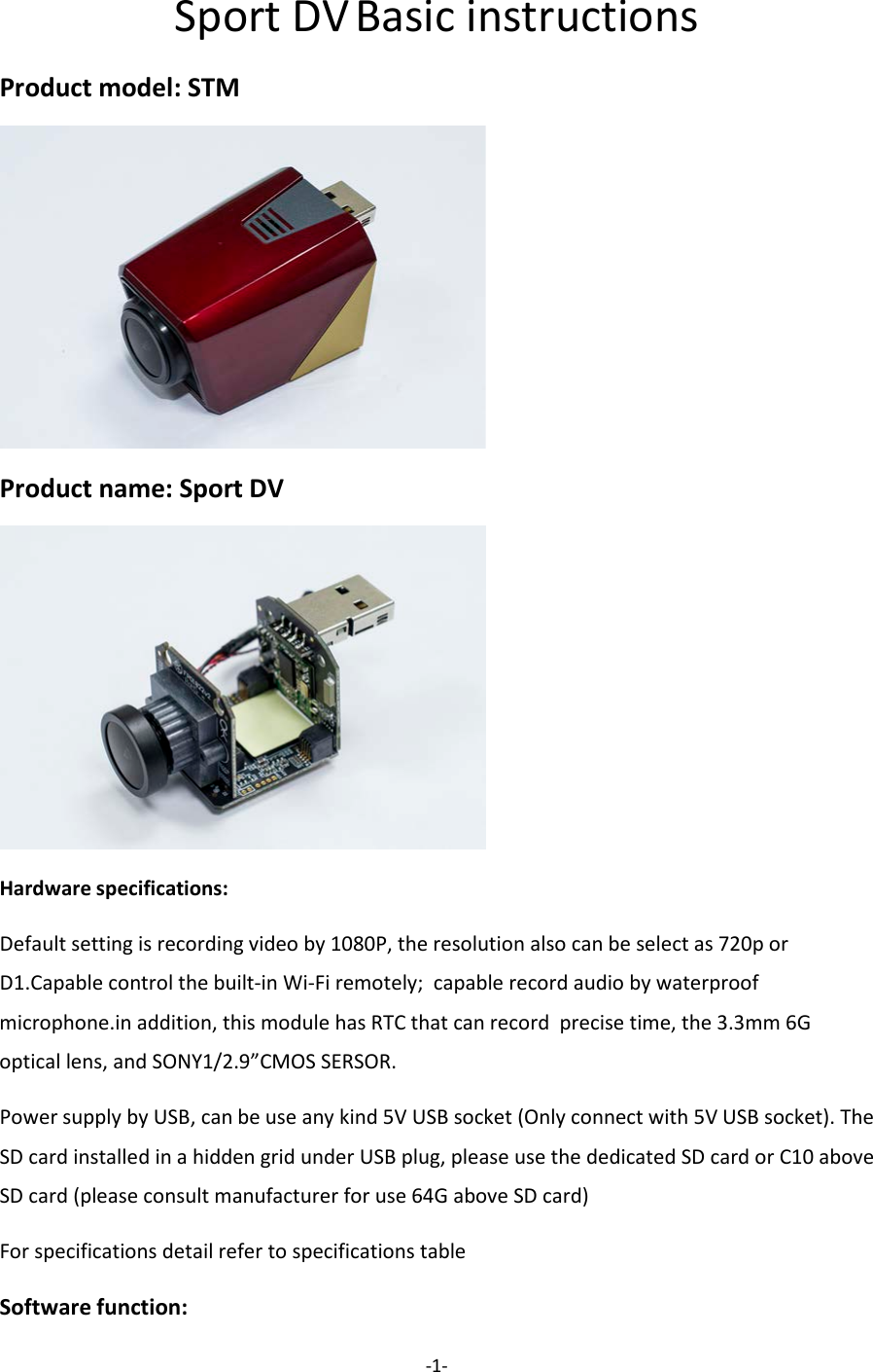 TOPMORE TECHNOLOGY SPORTDV STM Sport DV User Manual