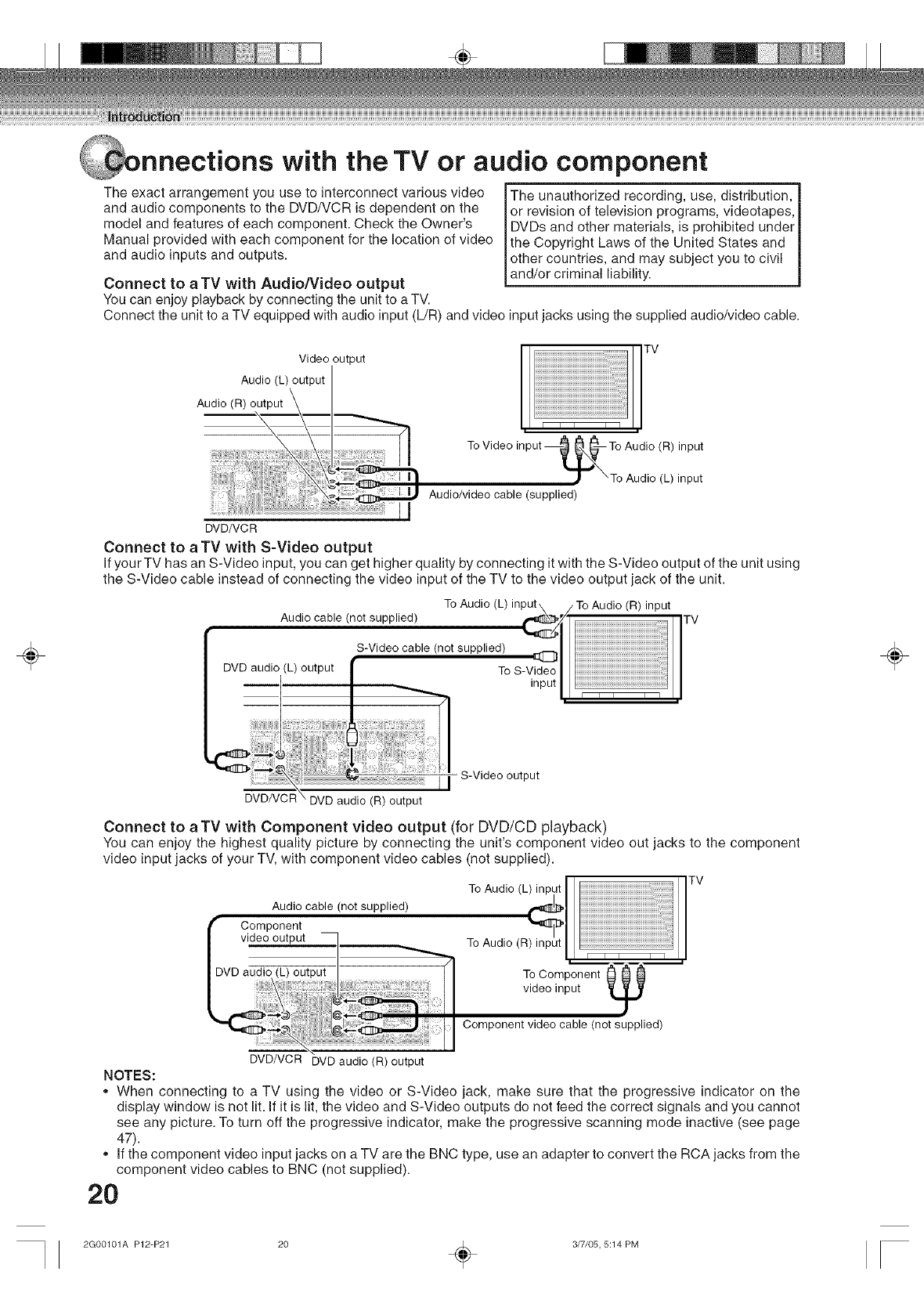 TOSHIBA DVD/VCR Combo Manual L0607009