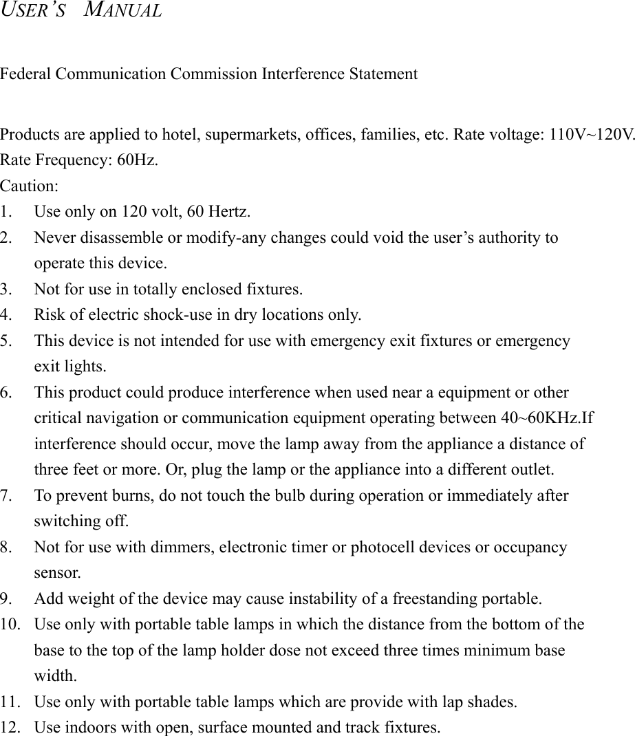 tospo-electronics-tp1325-compact-fluorescent-lamp-user-manual-tospo2