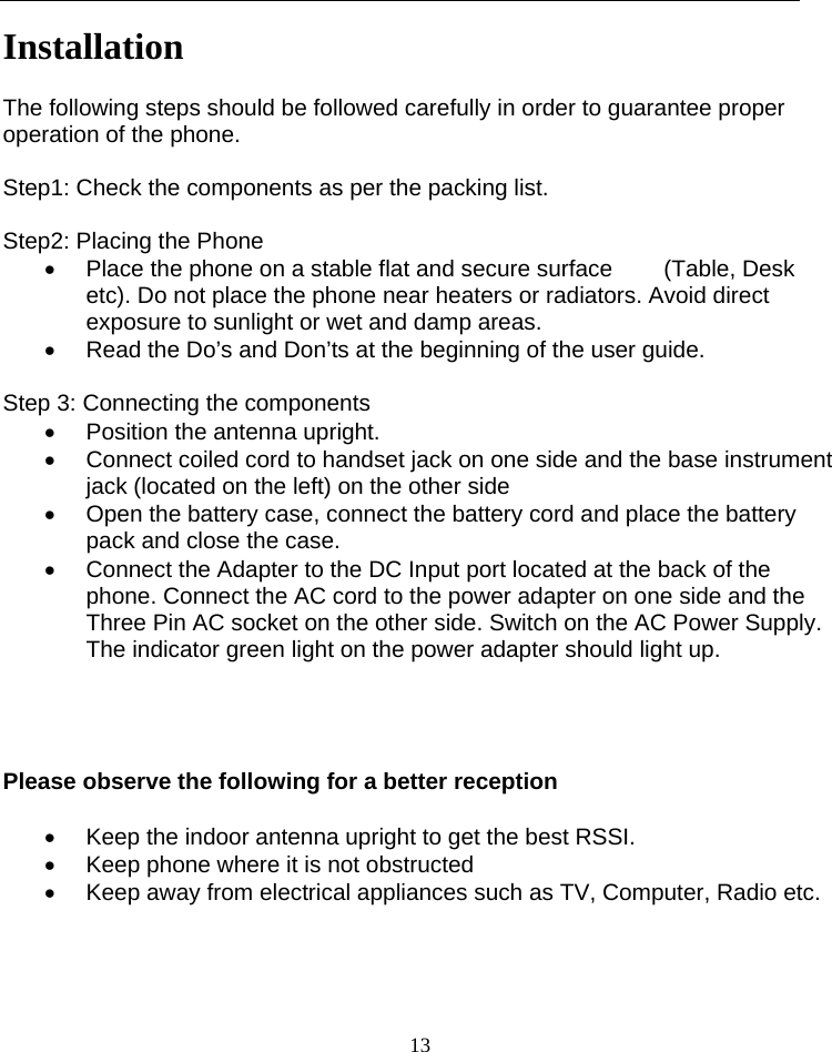 Page 13 of TOZED TECHNOLOGIES ZLTS500 CDMA Fixed wireless telephone User Manual 
