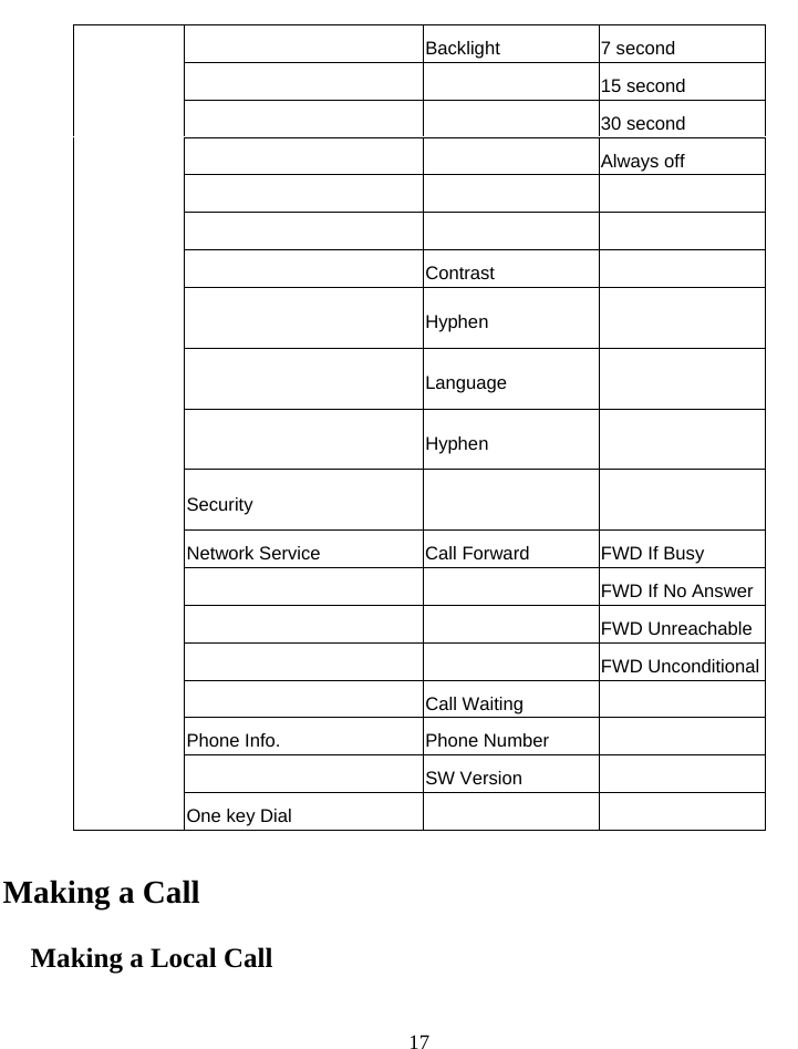 Page 17 of TOZED TECHNOLOGIES ZLTS500 CDMA Fixed wireless telephone User Manual 