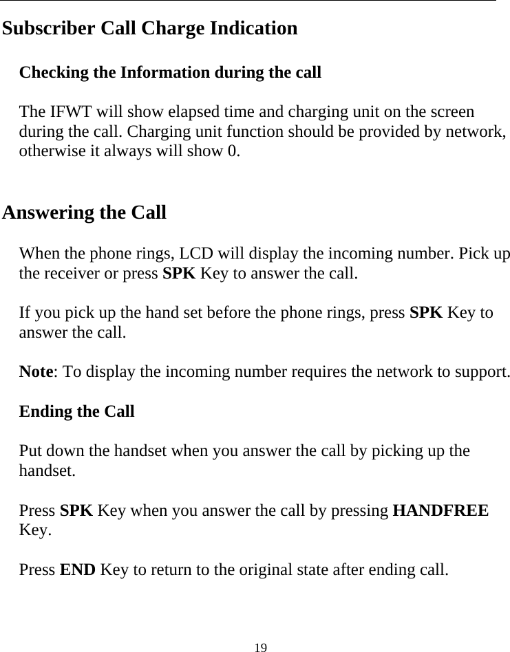 Page 19 of TOZED TECHNOLOGIES ZLTS500 CDMA Fixed wireless telephone User Manual 