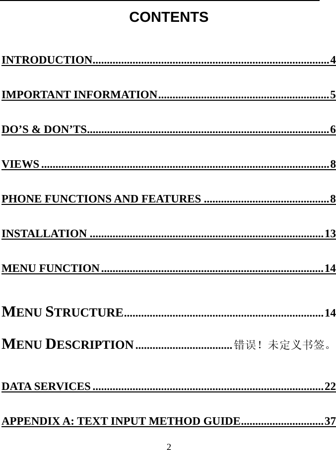 Page 2 of TOZED TECHNOLOGIES ZLTS500 CDMA Fixed wireless telephone User Manual 