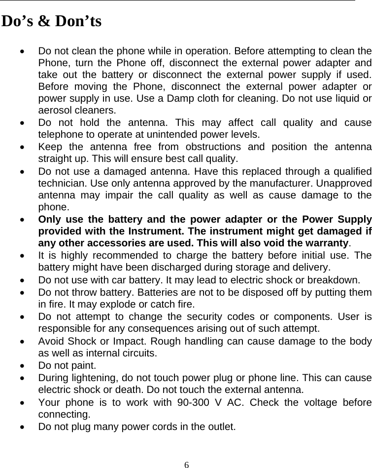 Page 6 of TOZED TECHNOLOGIES ZLTS500 CDMA Fixed wireless telephone User Manual 