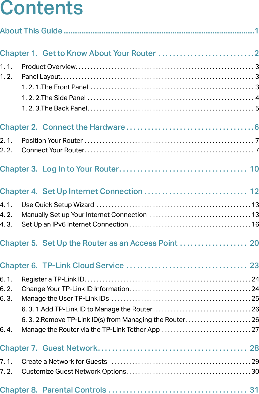 Page 2 of TP Link Technologies A10 AC2300 Wireless MU-MIMO Gigabit Router User Manual Part1