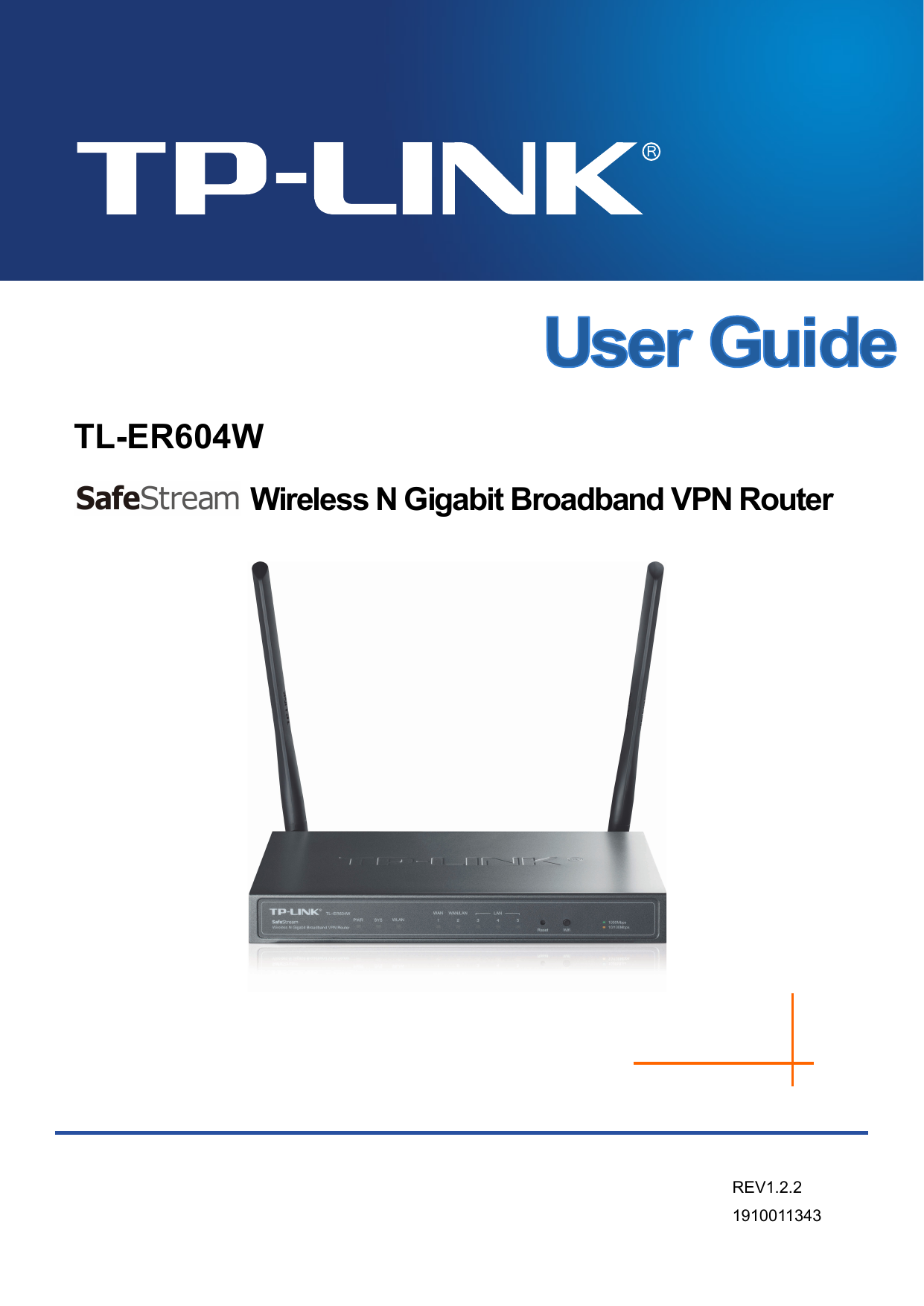   TL-ER604W  Wireless N Gigabit Broadband VPN Router REV1.2.2 1910011343  