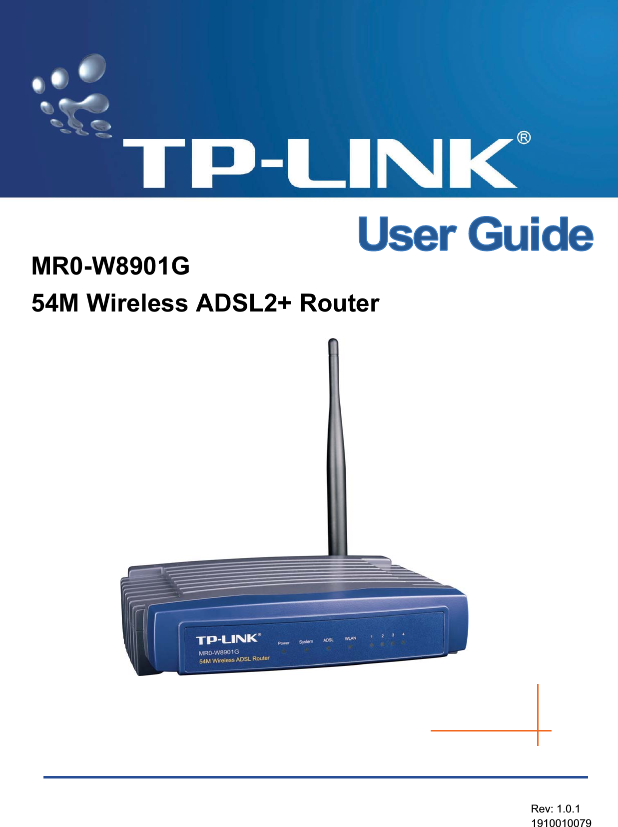 MR0-W8901G54M Wireless ADSL2+ Router Rev: 1.0.1 1910010079 