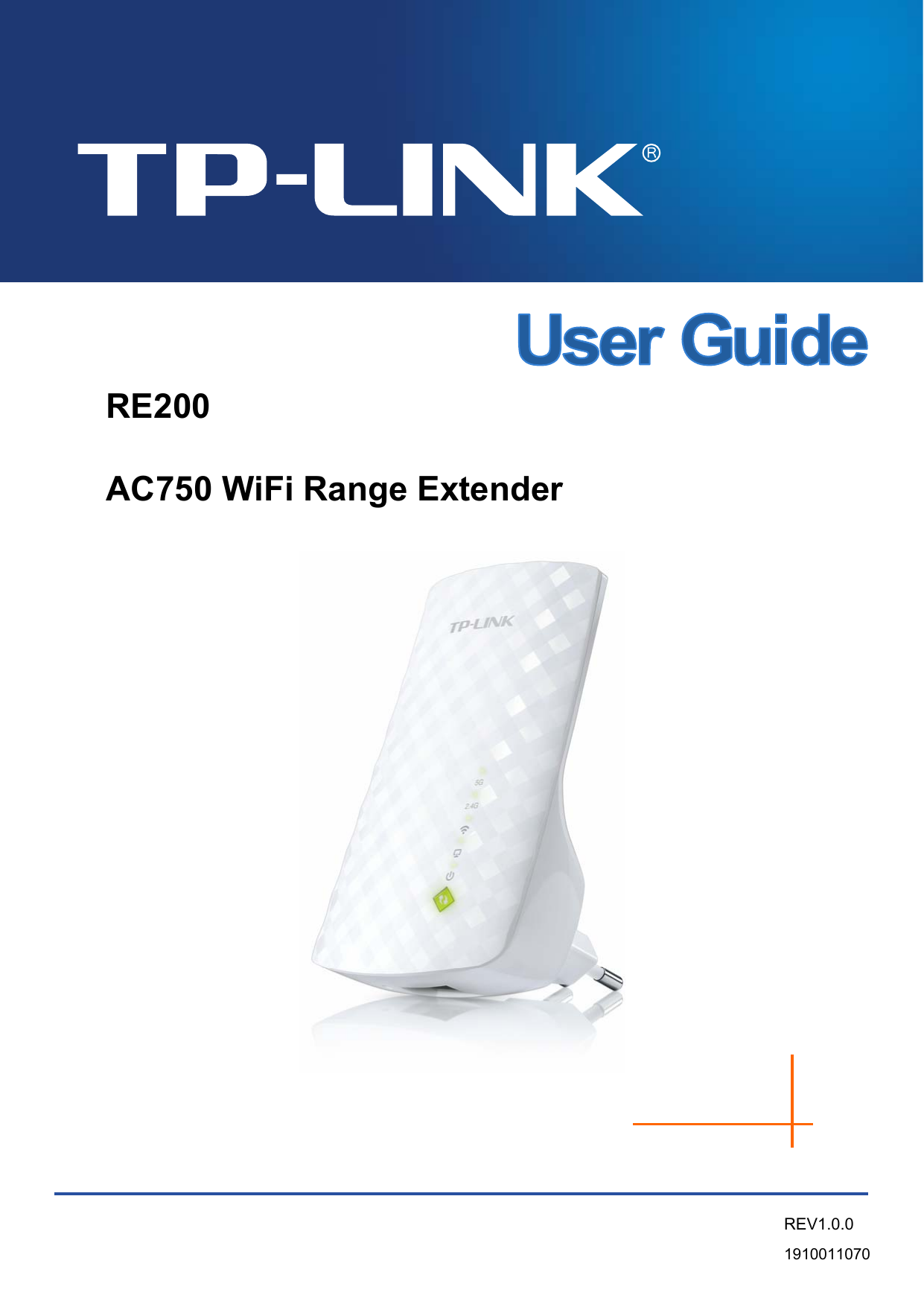   RE200 AC750 WiFi Range Extender REV1.0.0 1910011070  