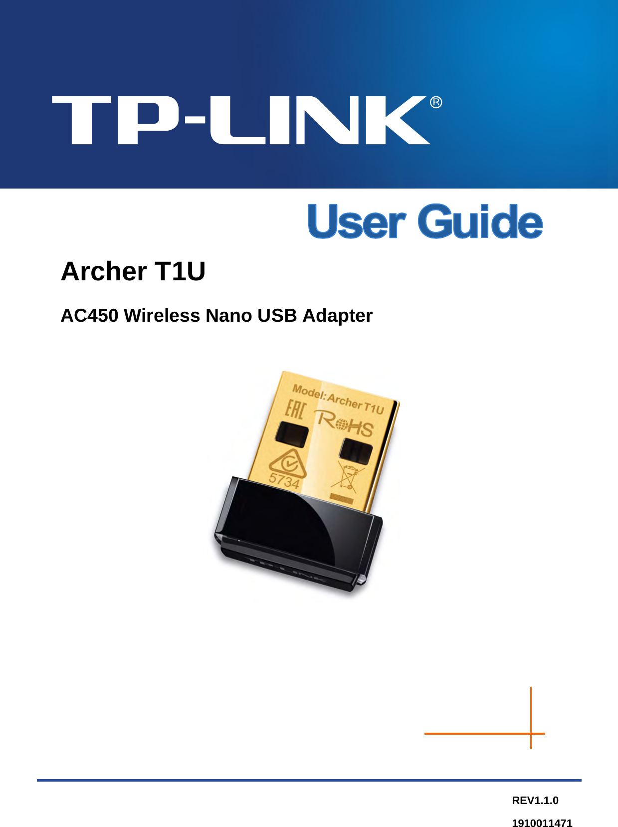 Archer T1U AC450 Wireless Nano USB Adapter REV1.1.0 1910011471 