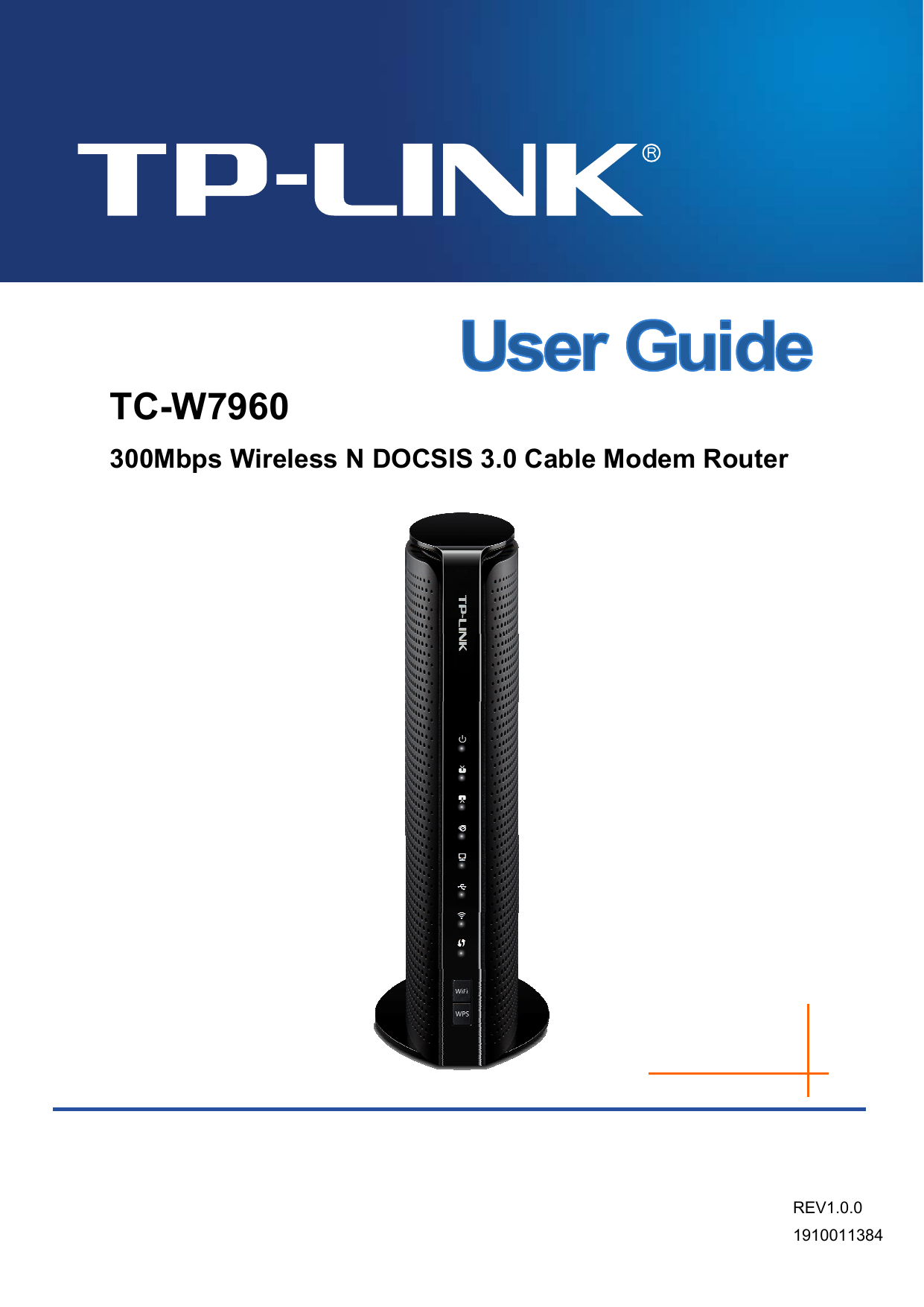   TC-W7960 300Mbps Wireless N DOCSIS 3.0 Cable Modem Router REV1.0.0 1910011384  