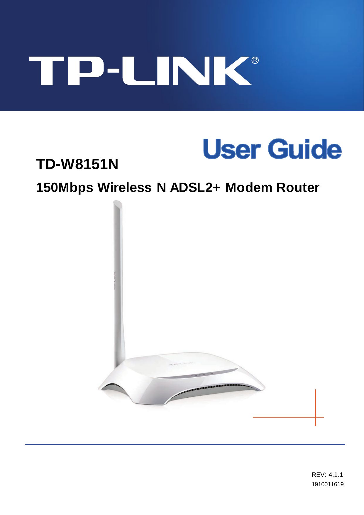     TD-W8151N 150Mbps Wireless N ADSL2+ Modem Router  REV: 4.1.1 1910011619  