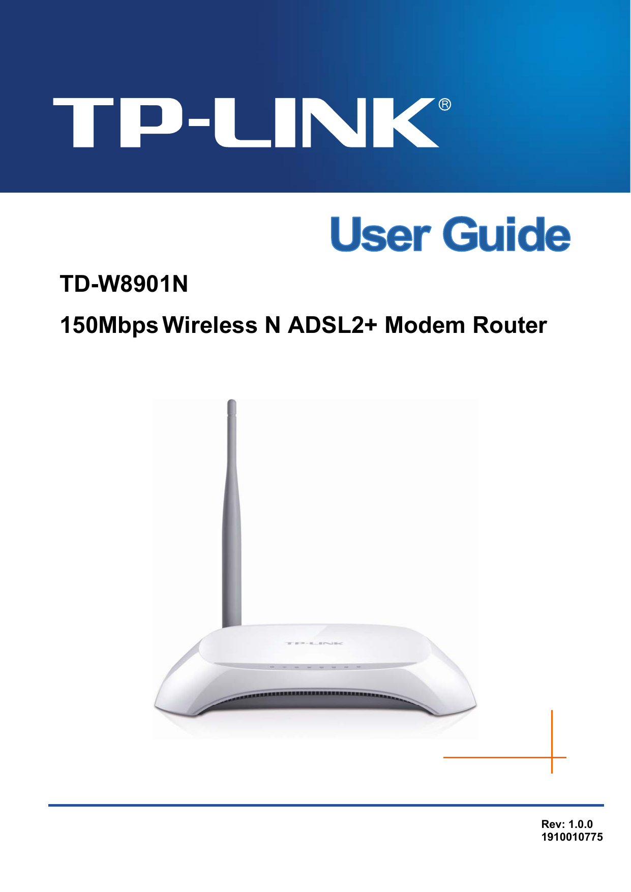 TD-W8901N 150Mbps Wireless N ADSL2+ Modem Router Rev: 1.0.0 1910010775 