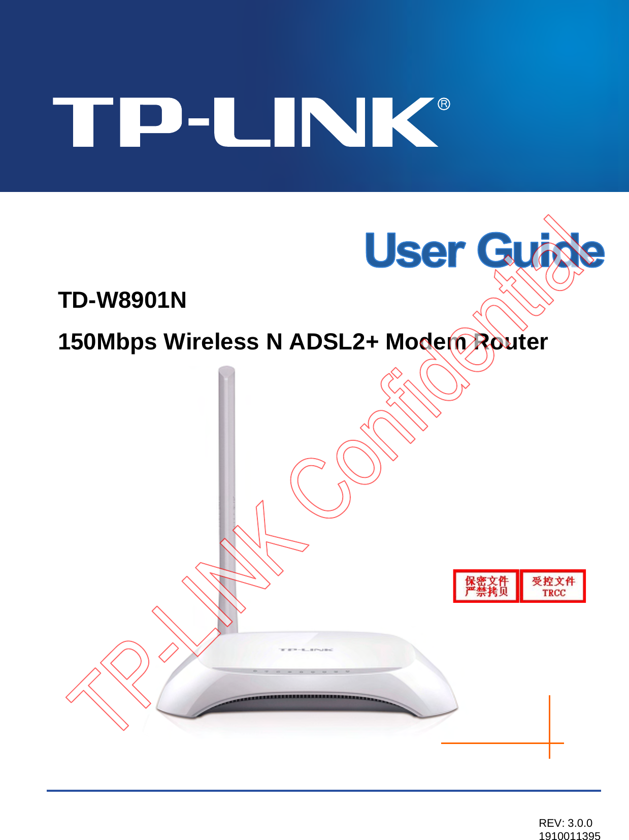 TD-W8901N 150Mbps Wireless N ADSL2+ Modem Router REV: 3.0.0 1910011395 