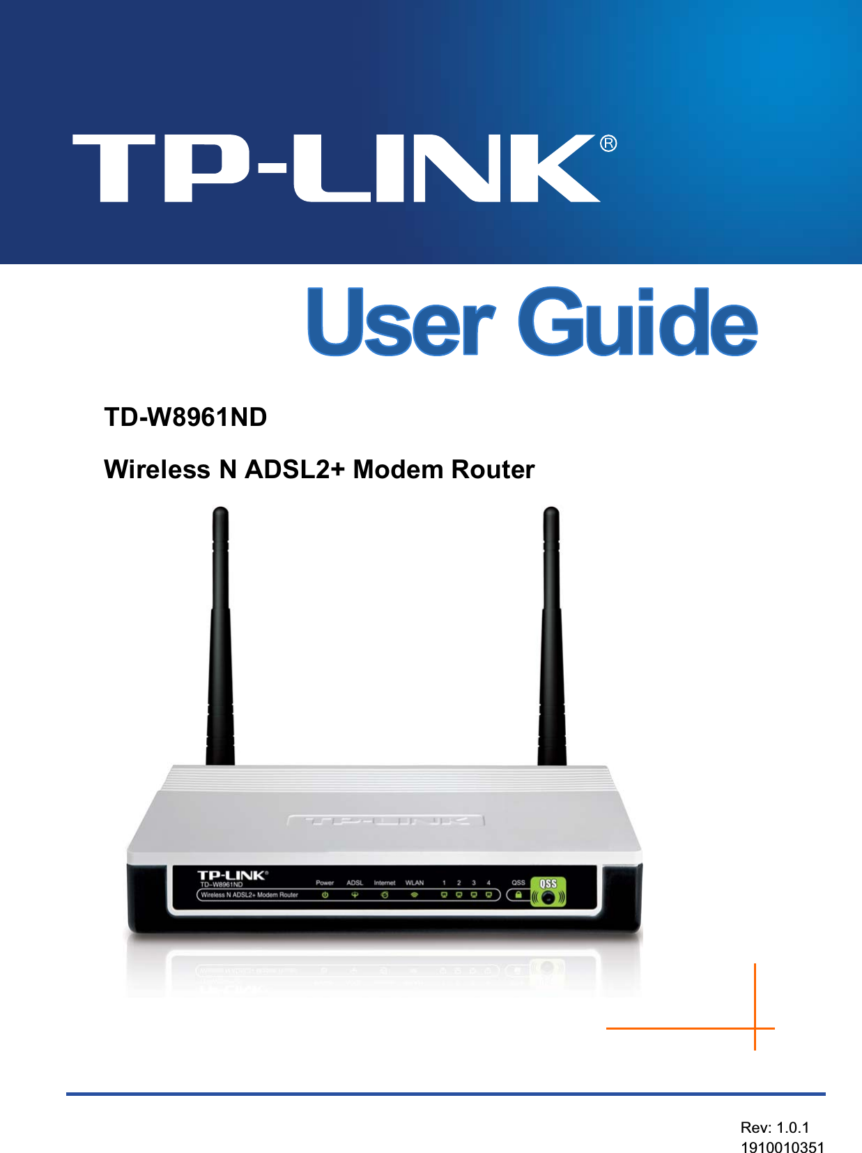 TD-W8961NDWireless N ADSL2+ Modem Router Rev: 1.0.11910010351