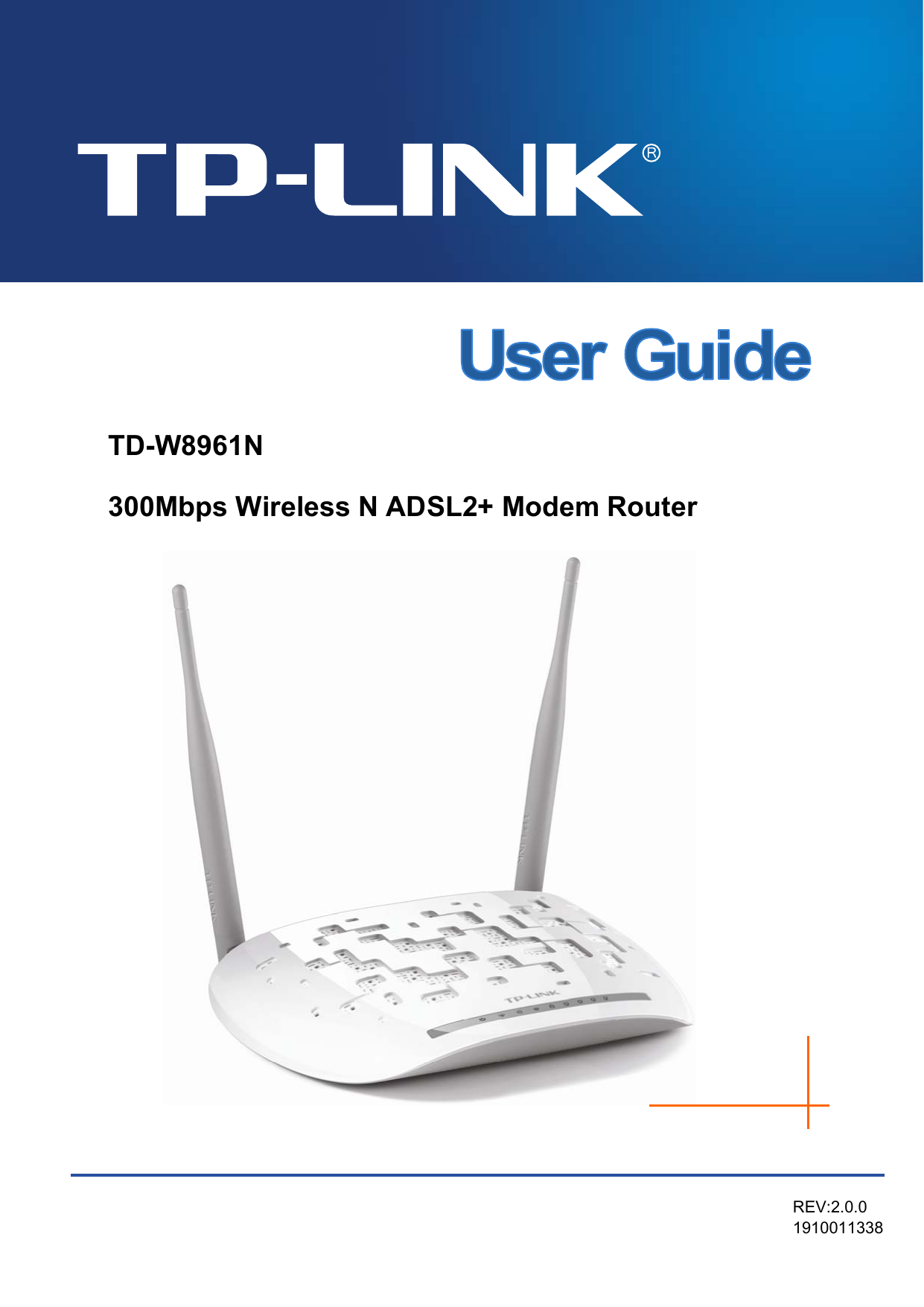   TD-W8961N 300Mbps Wireless N ADSL2+ Modem Router  REV:2.0.0 1910011338 