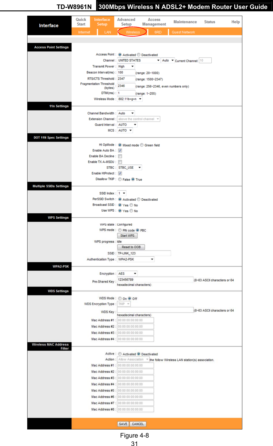 TD-W8961N  300Mbps Wireless N ADSL2+ Modem Router User Guide 31   Figure 4-8 