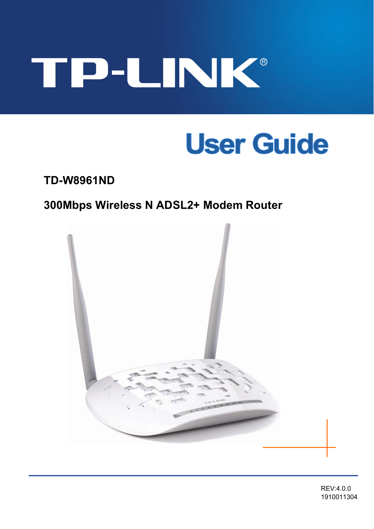   TD-W8961ND 300Mbps Wireless N ADSL2+ Modem Router  REV:4.0.0 1910011304 