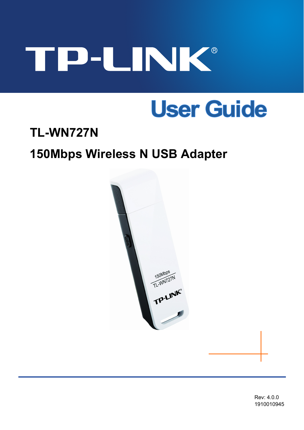    TL-WN727N 150Mbps Wireless N USB Adapter  Rev: 4.0.0 1910010945 