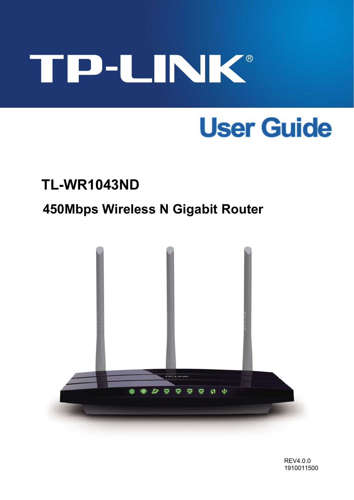 TL-WR1043ND450Mbps Wireless N Gigabit RouterREV4.0.01910011500