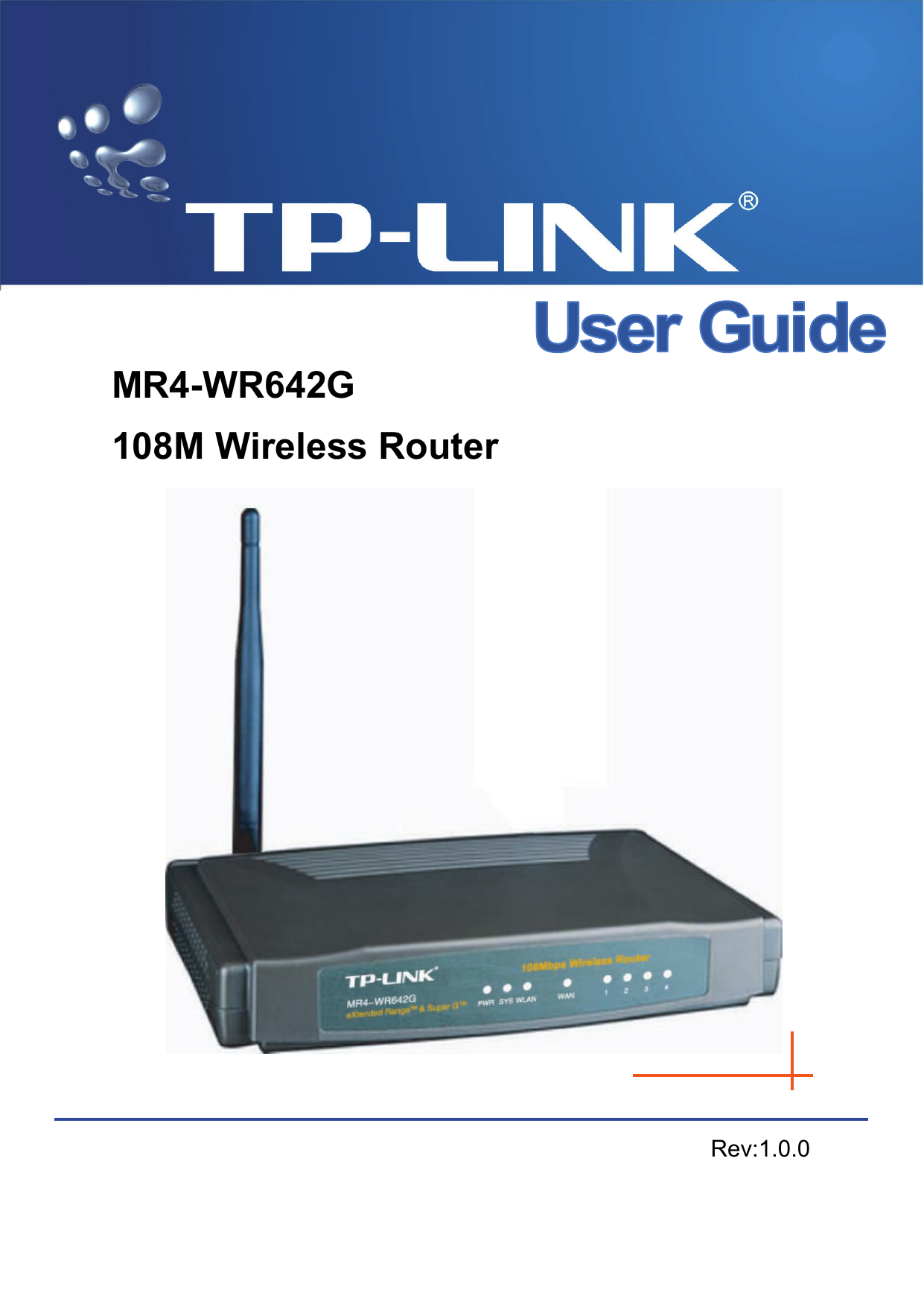  MR4-WR642G 108M Wireless Router     Rev:1.0.0 