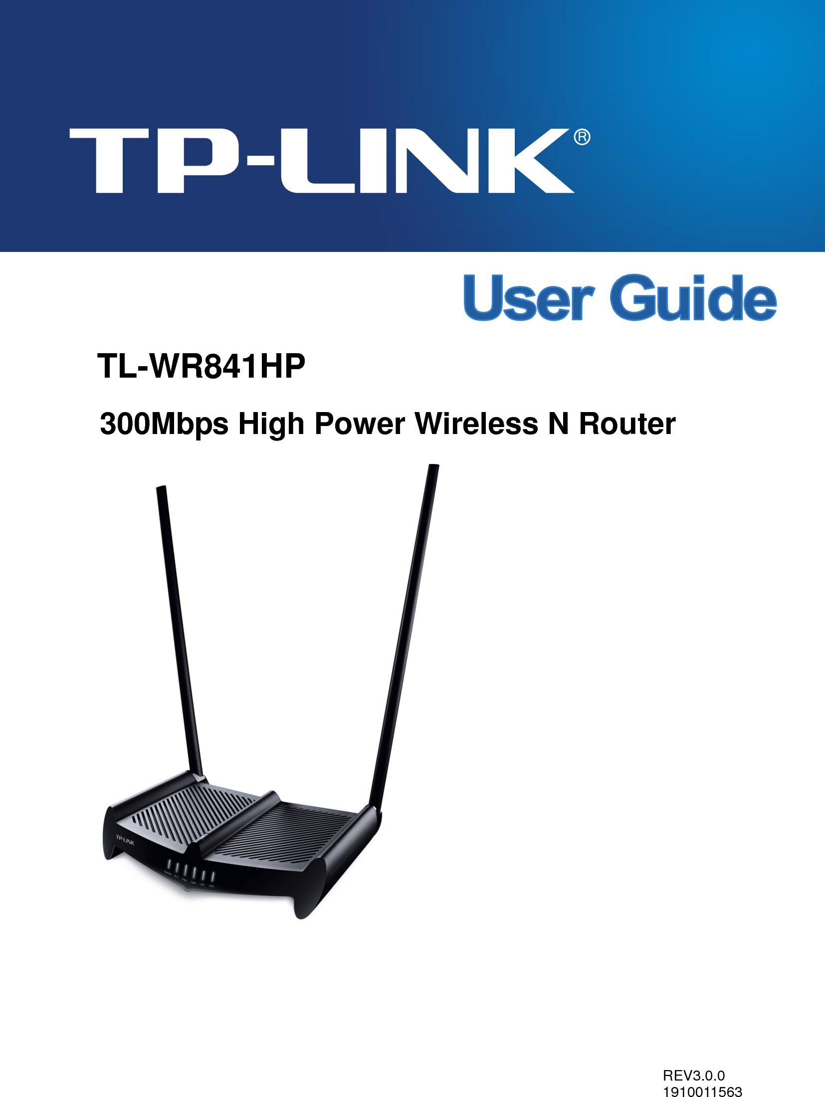      TL-WR841HP   300Mbps High Power Wireless N Router  REV3.0.0 1910011563 