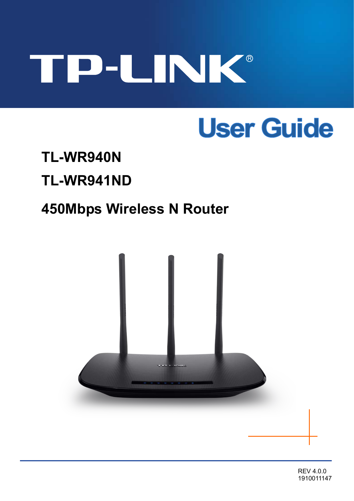   TL-WR940N TL-WR941ND 450Mbps Wireless N Router  REV 4.0.0 1910011147  