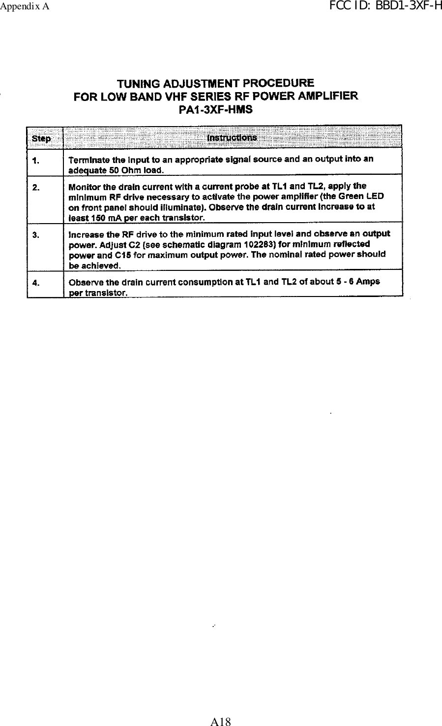 Appendix A FCC ID: BBD1-3XF-HA18