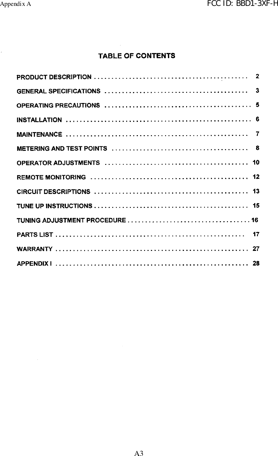 Appendix A FCC ID: BBD1-3XF-HA3