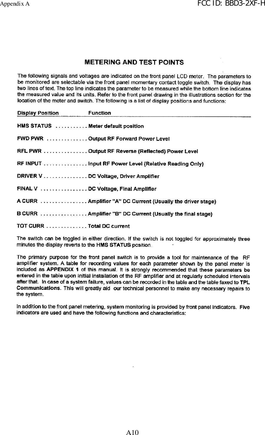 Appendix A FCC ID: BBD3-2XF-HA10