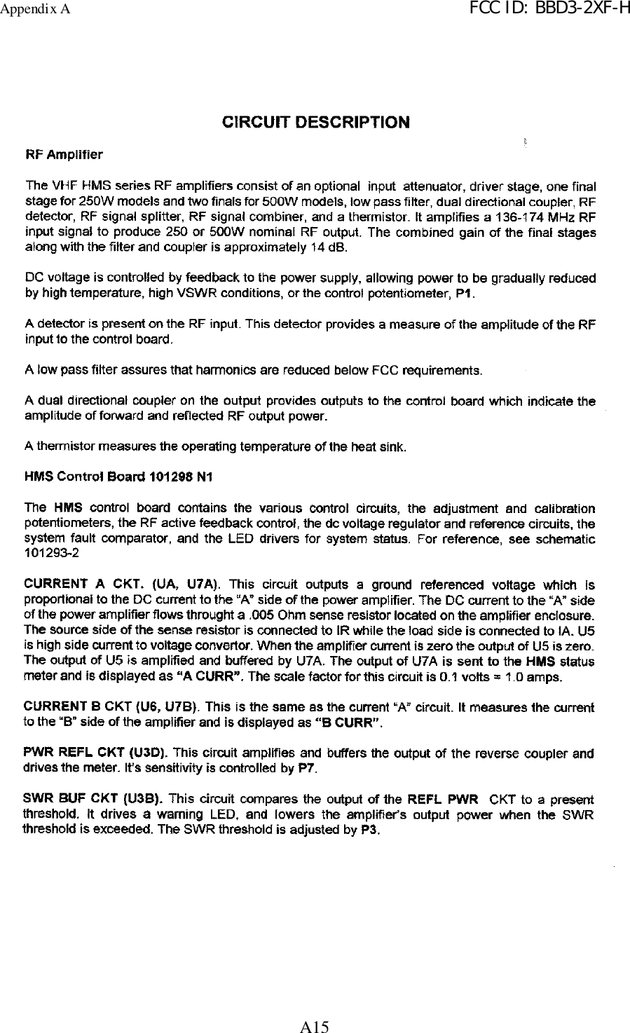 Appendix A FCC ID: BBD3-2XF-HA15