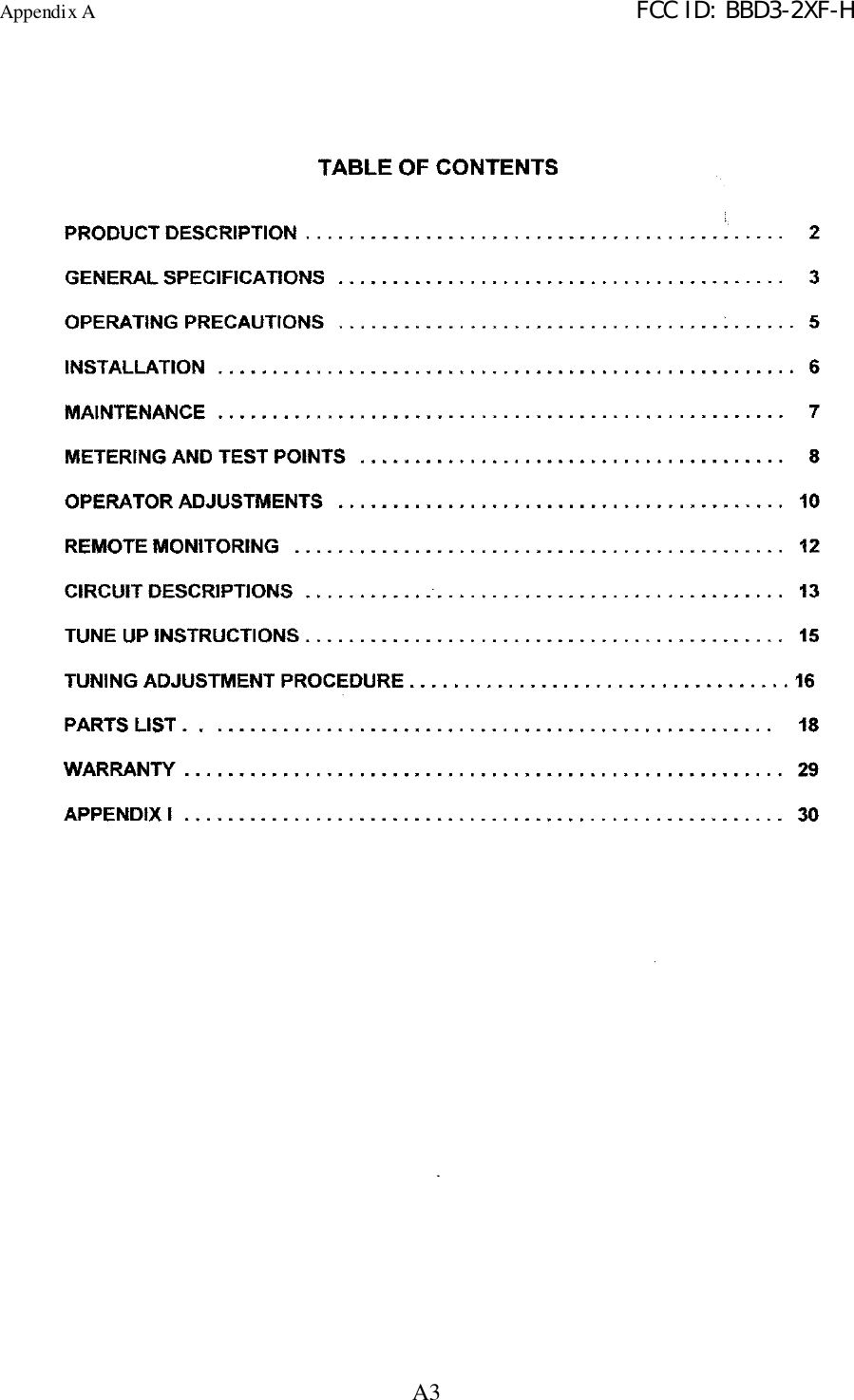 Appendix A FCC ID: BBD3-2XF-HA3