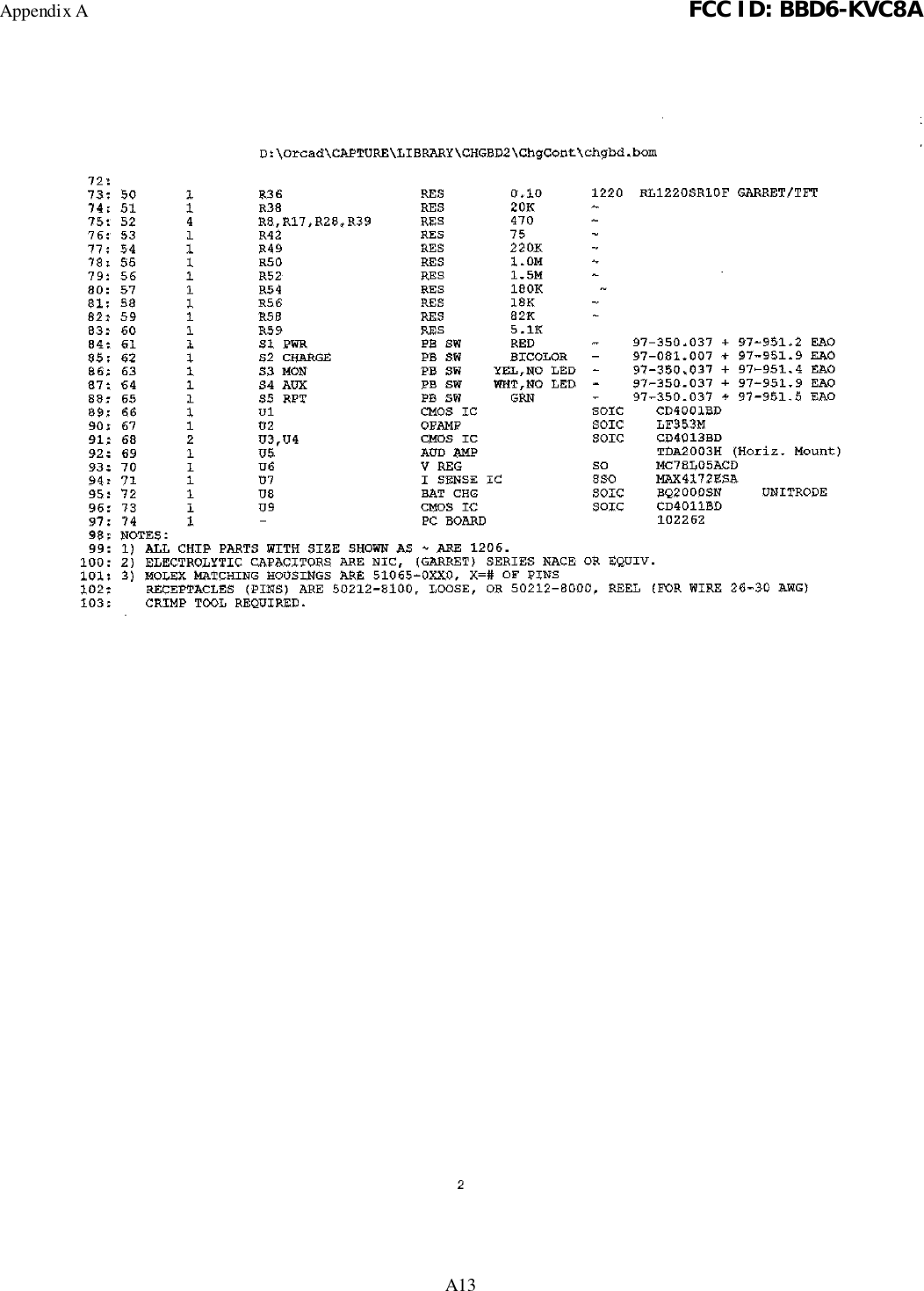 Appendix A FCC ID: BBD6-KVC8AA13