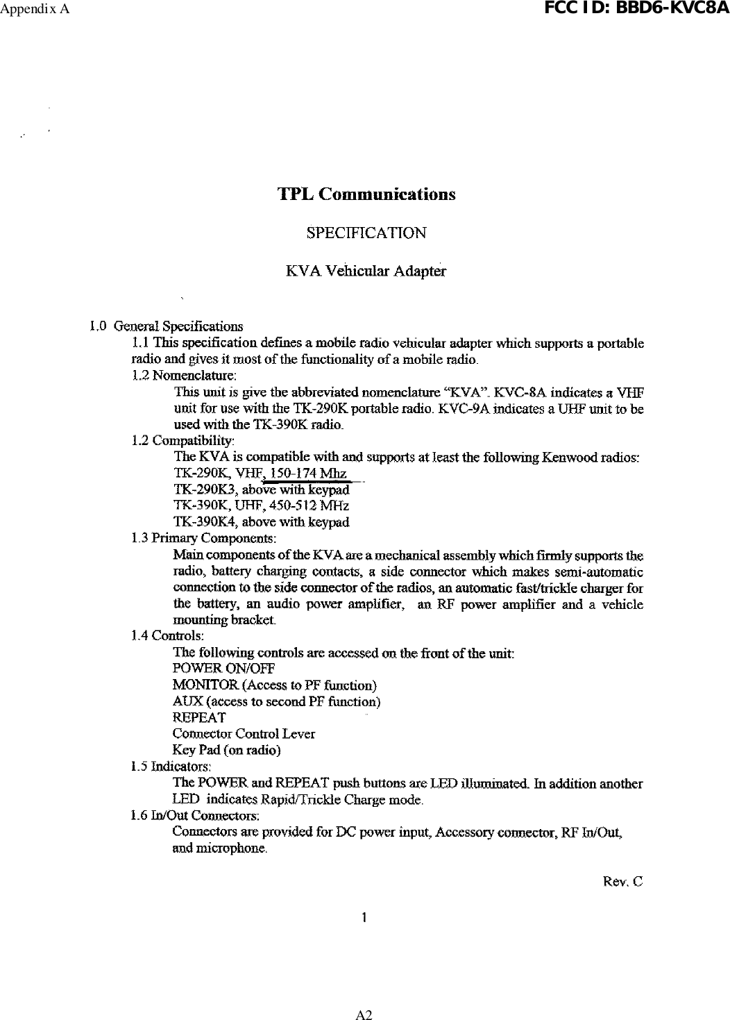 Appendix A FCC ID: BBD6-KVC8AA2