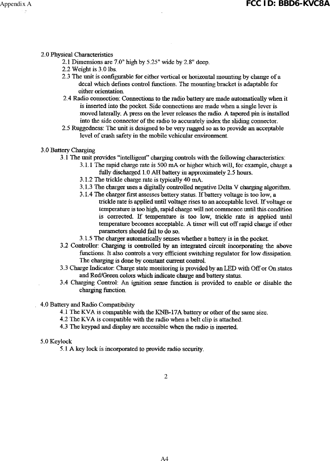 Appendix A FCC ID: BBD6-KVC8AA4