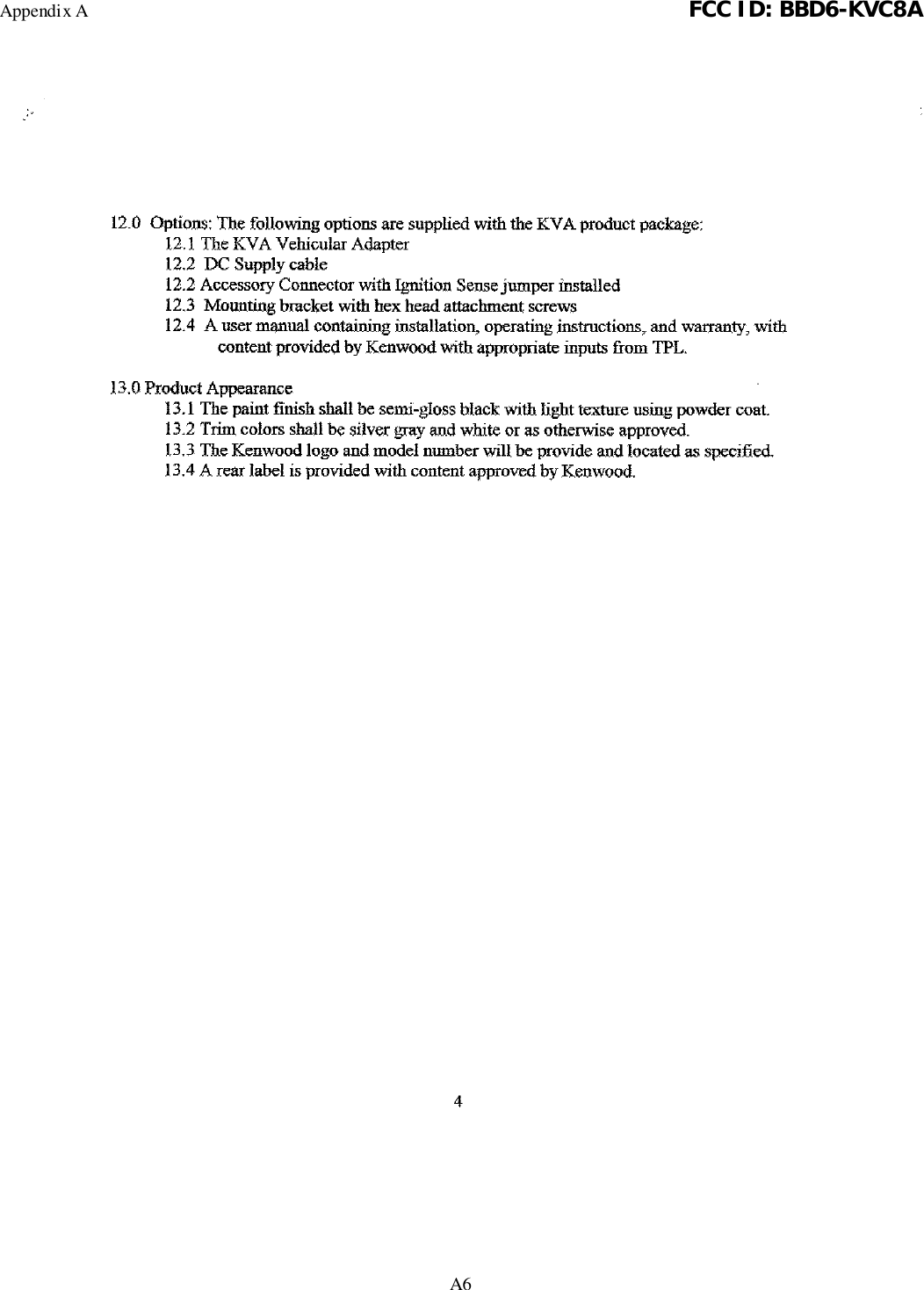 Appendix A FCC ID: BBD6-KVC8AA6