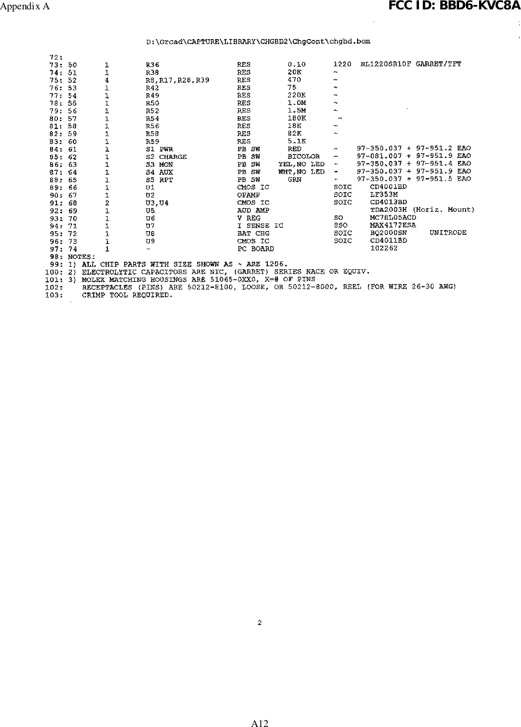 Appendix A FCC ID: BBD6-KVC8AA12