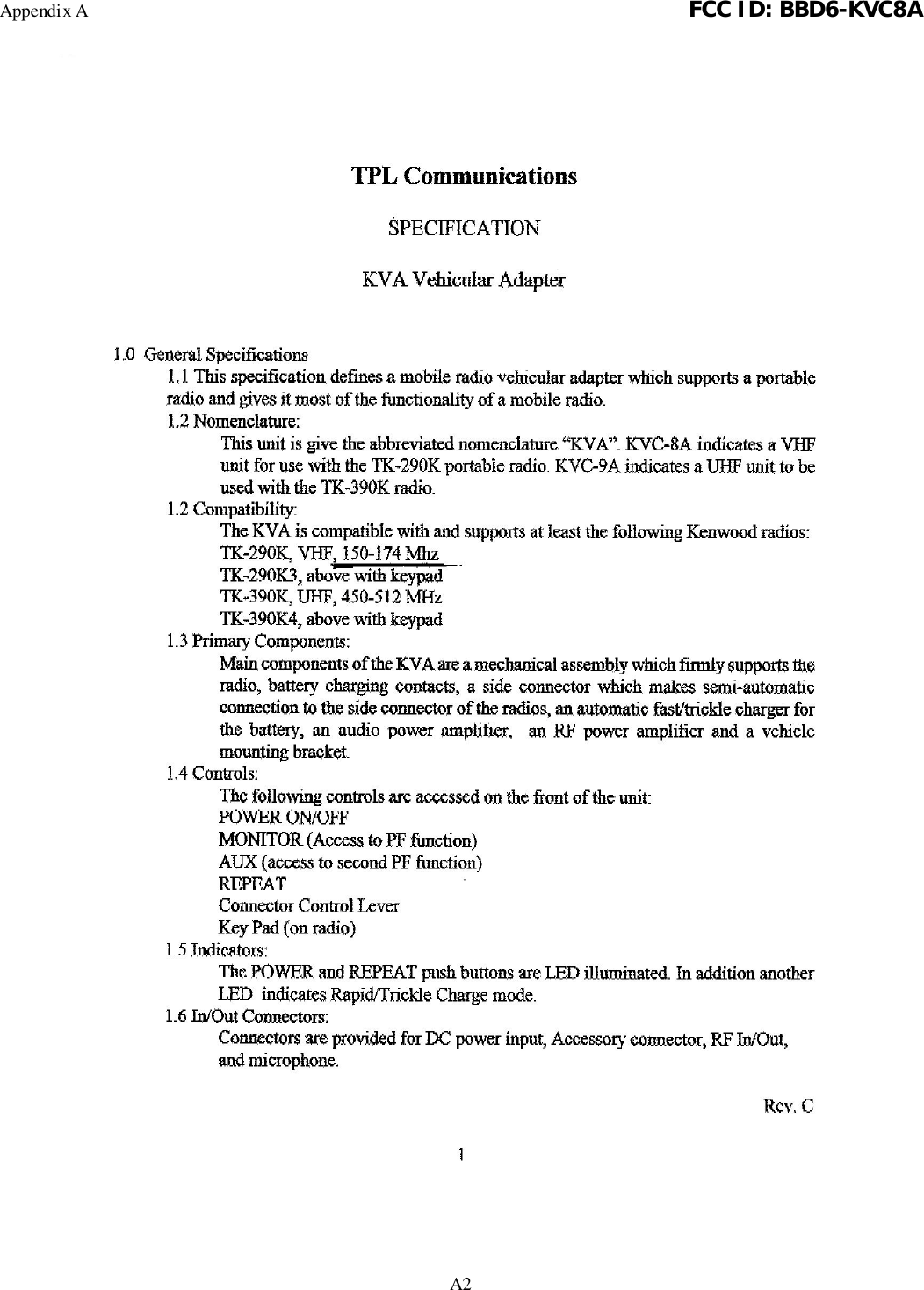 Appendix A FCC ID: BBD6-KVC8AA2