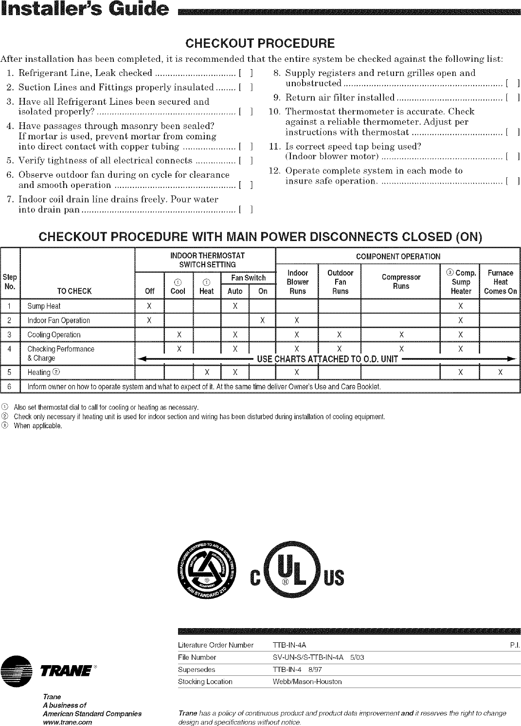 Page 8 of 8 - TRANE  Air Conditioner/heat Pump(outside Unit) Manual L0801712