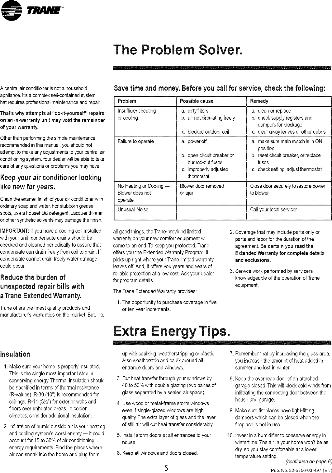 Page 5 of 6 - TRANE  Air Conditioner/heat Pump(outside Unit) Manual L0801742