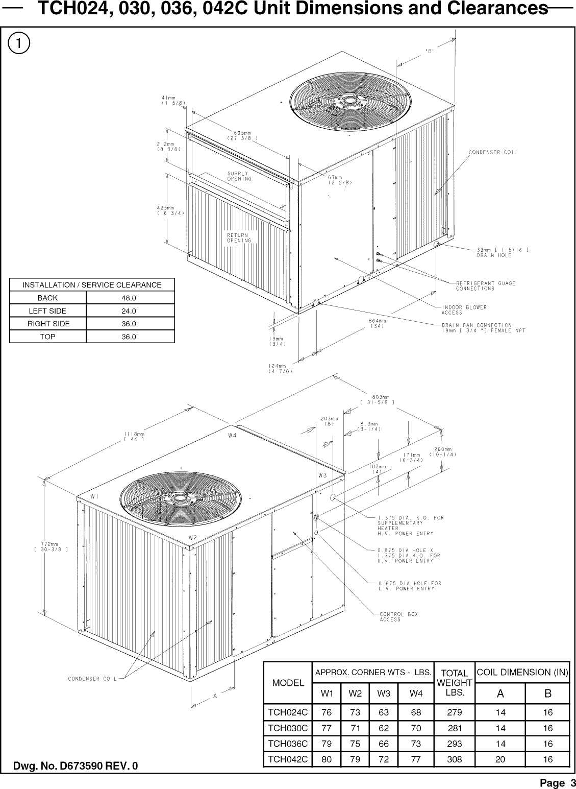 Page 3 of 12 - TRANE  Package Units(both Units Combined) Manual L0903057