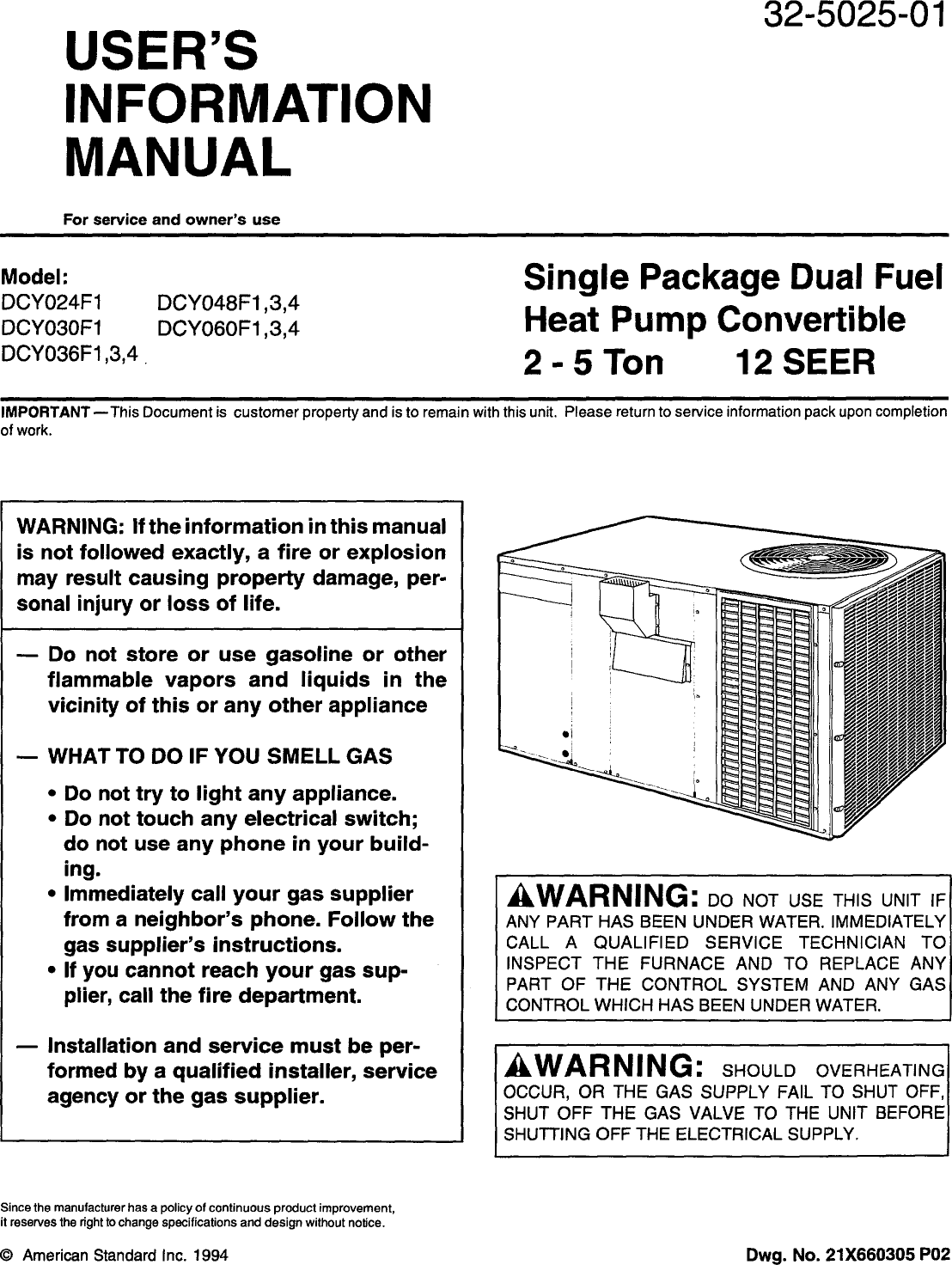 Trane Package Unit Specifications