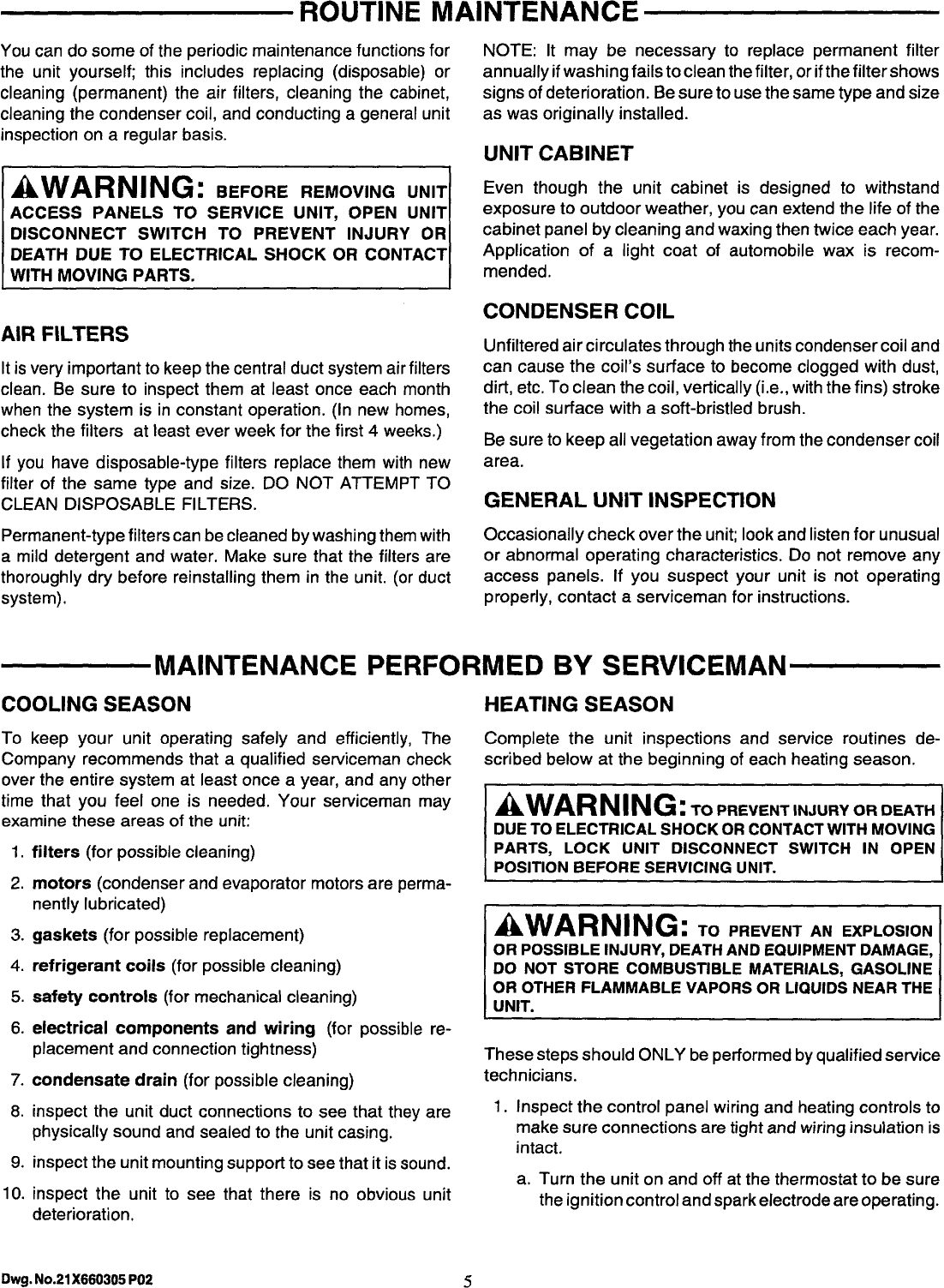 Page 5 of 8 - TRANE  Package Units(both Units Combined) Manual L0903062